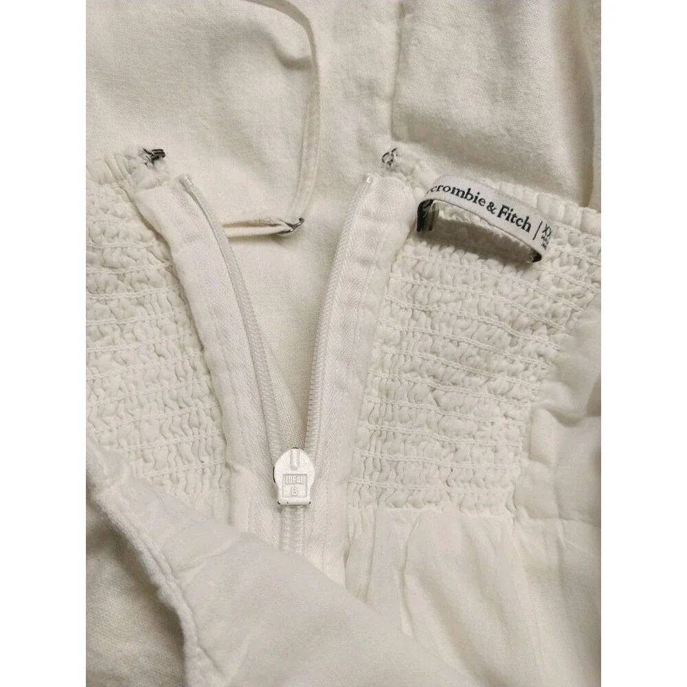 Abercrombie & Fitch Ivory Linen Look Maxi Dress Smocked Pockets XXLT Tall